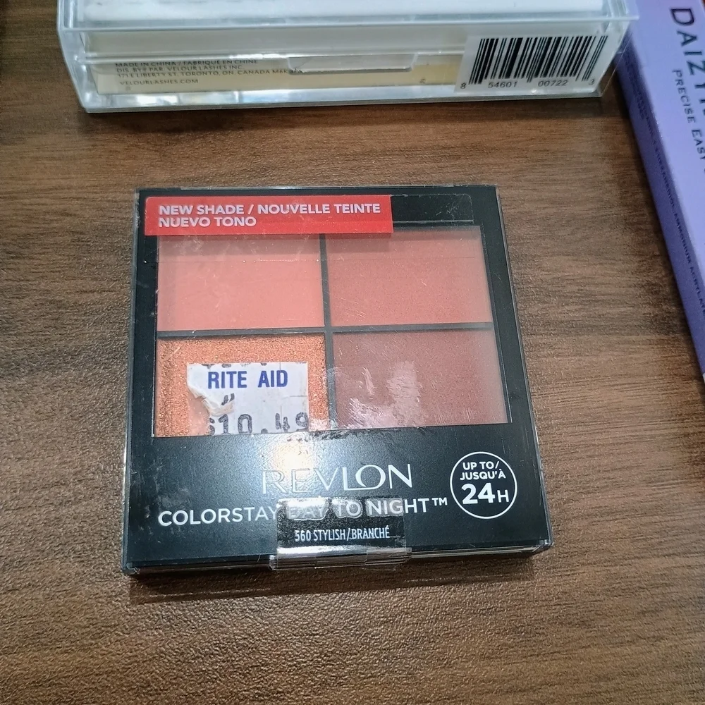 Eye Makeup Set w/ Lashes, 3 Blk Eyeliners, 1 Revlon Eyeshadow & 1 Blue Eyeliner
